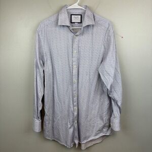 Charles Tyrwhitt Shirt Mens‎ 16.5 34 Blue Floral Classic Fit Cotton Button Down